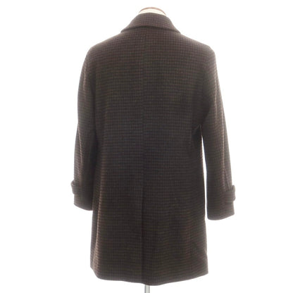 【中古】ヒロコ コシノ HIROKO KOSHINO カシミヤ混 ウール ハウンドトゥース ステンカラーコート ブラウン【 M 】【 状態ランクA 】【 メンズ 】