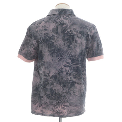 [Used] WOOLRICH Cotton Pique Botanical Print Short Sleeve Polo Shirt Gray x Pink [USA S] [Condition Rank B] [Men&