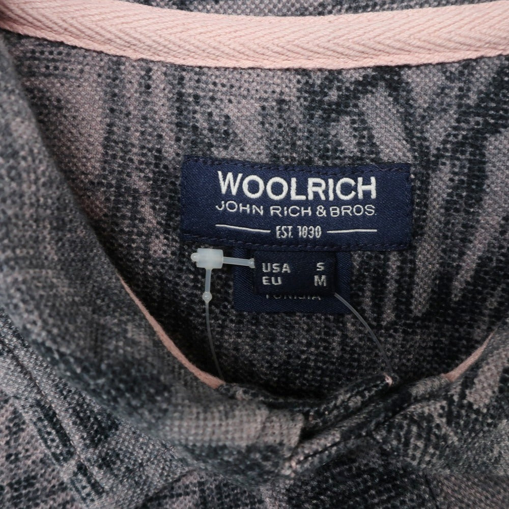 [Used] WOOLRICH Cotton Pique Botanical Print Short Sleeve Polo Shirt Gray x Pink [USA S] [Condition Rank B] [Men&