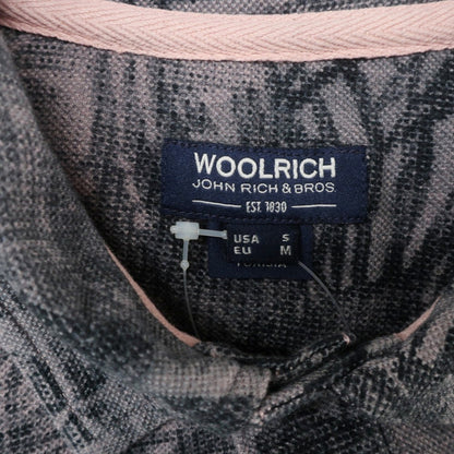 [Used] WOOLRICH Cotton Pique Botanical Print Short Sleeve Polo Shirt Gray x Pink [USA S] [Condition Rank B] [Men&