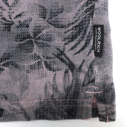 [Used] WOOLRICH Cotton Pique Botanical Print Short Sleeve Polo Shirt Gray x Pink [USA S] [Condition Rank B] [Men&
