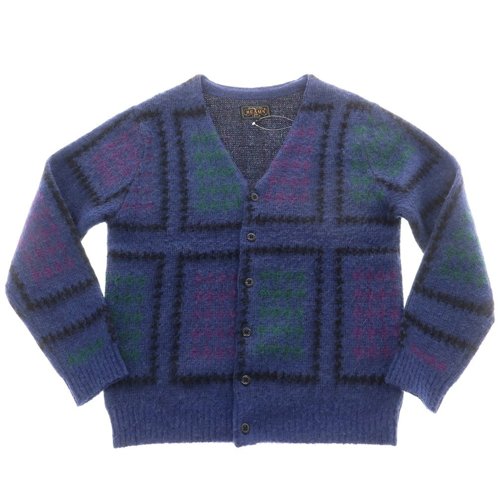 【中古】ビームスプラス BEAMS PLUS モヘアナイロンウールアルパカ カーディガン ネイビー【 S 】【 状態ランクC 】【 メンズ 】