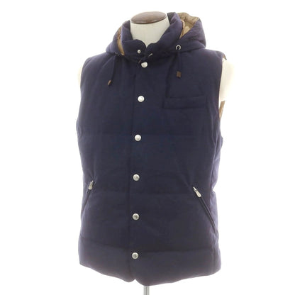 【中古】ブルネロクチネリ Brunello Cucinelli ウールシルクカシミヤ ダウンベスト ネイビー【 Ｌ 】【 状態ランクB 】【 メンズ 】