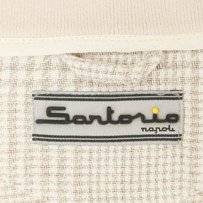 【中古】サルトリオ Sartorio リネンシルクウール バルスタリーノブルゾン ベージュxホワイト【 50 】【 状態ランクA 】【 メンズ 】