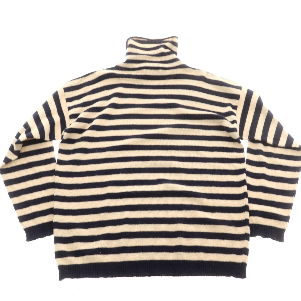 【中古】ラルディーニ LARDINI アルパカウール ボーダー タートルネック プルオーバーニット ベージュxネイビー【 48 】【 状態ランクC 】【 メンズ 】