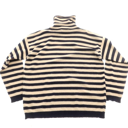 【中古】ラルディーニ LARDINI アルパカウール ボーダー タートルネック プルオーバーニット ベージュxネイビー【 48 】【 状態ランクC 】【 メンズ 】