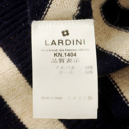 【中古】ラルディーニ LARDINI アルパカウール ボーダー タートルネック プルオーバーニット ベージュxネイビー【 48 】【 状態ランクC 】【 メンズ 】