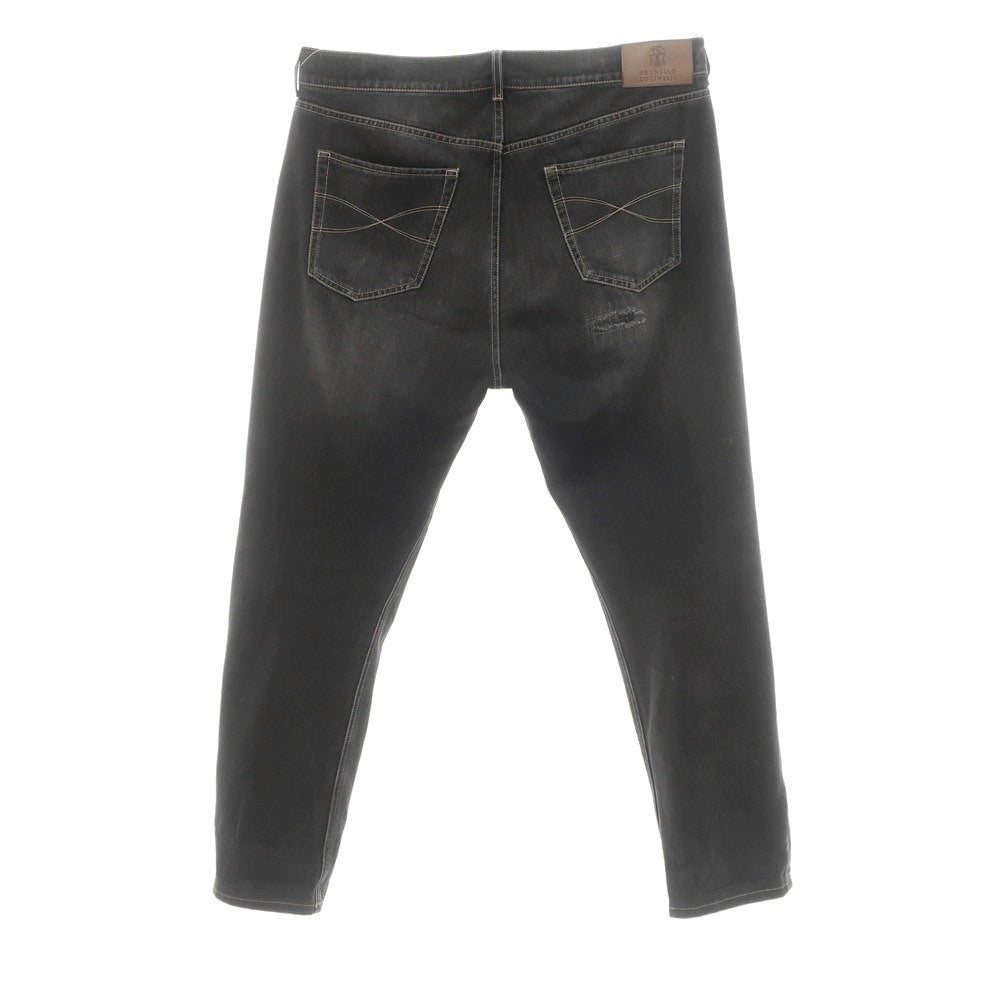 【中古】ブルネロクチネリ Brunello Cucinelli クラッシュ＆リペア加工 コットン ジーンズ デニムパンツ ブラック【 52 】【 状態ランクB 】【 メンズ 】 [APD]