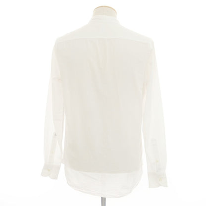 [Used] GUY ROVER Cotton Seersucker Shadow Stripe Band Collar Casual Shirt White [S] [Condition Rank C] [Men&
