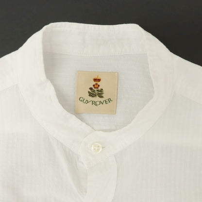 [Used] GUY ROVER Cotton Seersucker Shadow Stripe Band Collar Casual Shirt White [S] [Condition Rank C] [Men&