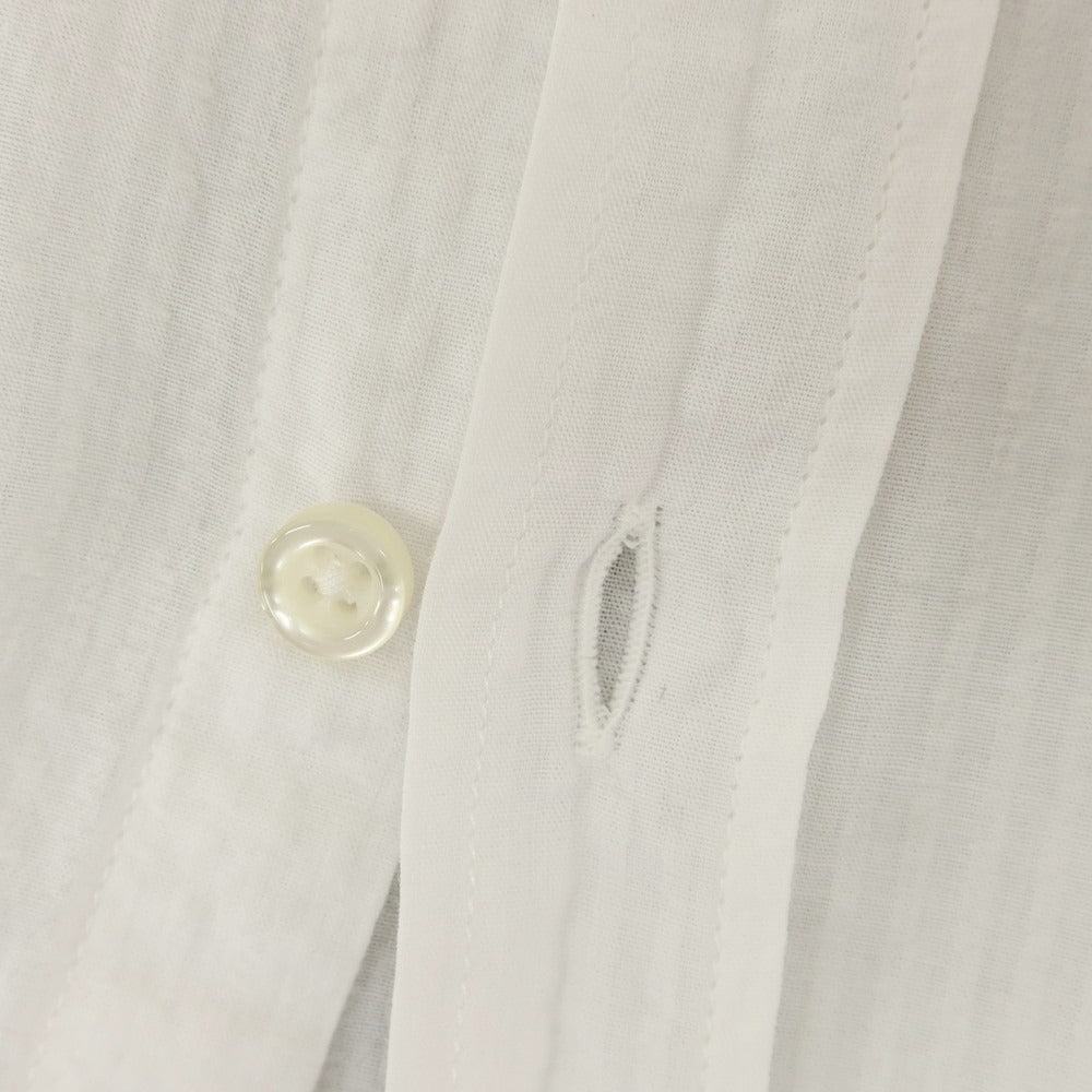[Used] GUY ROVER Cotton Seersucker Shadow Stripe Band Collar Casual Shirt White [S] [Condition Rank C] [Men&