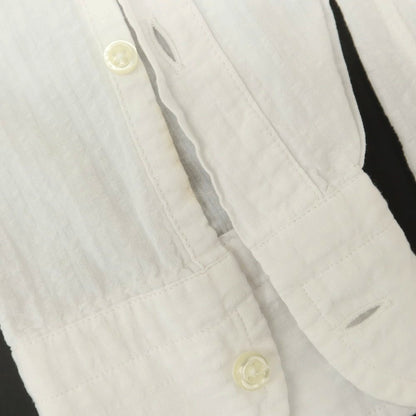[Used] GUY ROVER Cotton Seersucker Shadow Stripe Band Collar Casual Shirt White [S] [Condition Rank C] [Men&