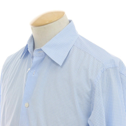 [Used] UNITED ARROWS Cotton Check Regular Collar Casual Shirt Light Blue x White [S] [Condition Rank B] [Men&