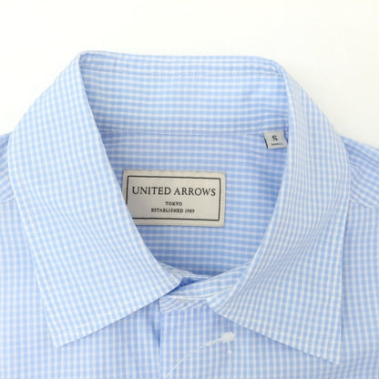 [Used] UNITED ARROWS Cotton Check Regular Collar Casual Shirt Light Blue x White [S] [Condition Rank B] [Men&