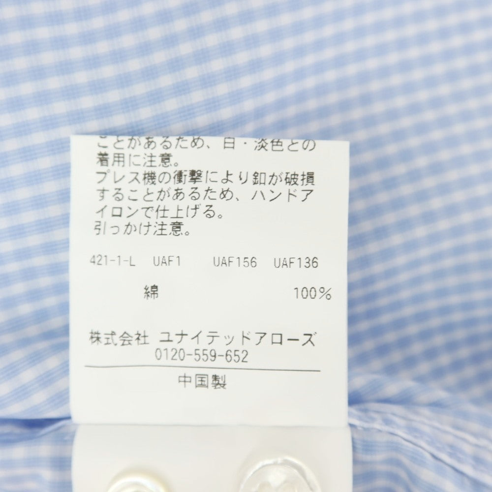 [Used] UNITED ARROWS Cotton Check Regular Collar Casual Shirt Light Blue x White [S] [Condition Rank B] [Men&