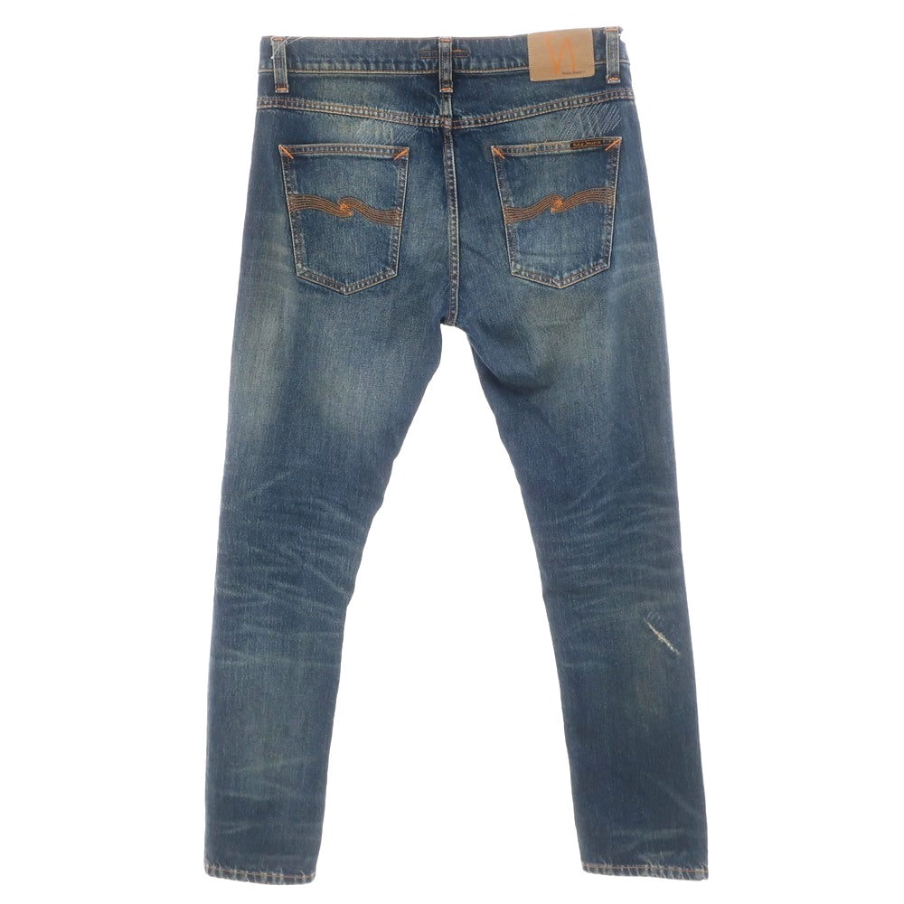 【中古】ヌーディージーンズ Nudie Jeans クラッシュ＆リペア加工 ストレッチ コットン ジーンズ デニムパンツ ネイビー【 32 】【 状態ランクB 】【 メンズ 】