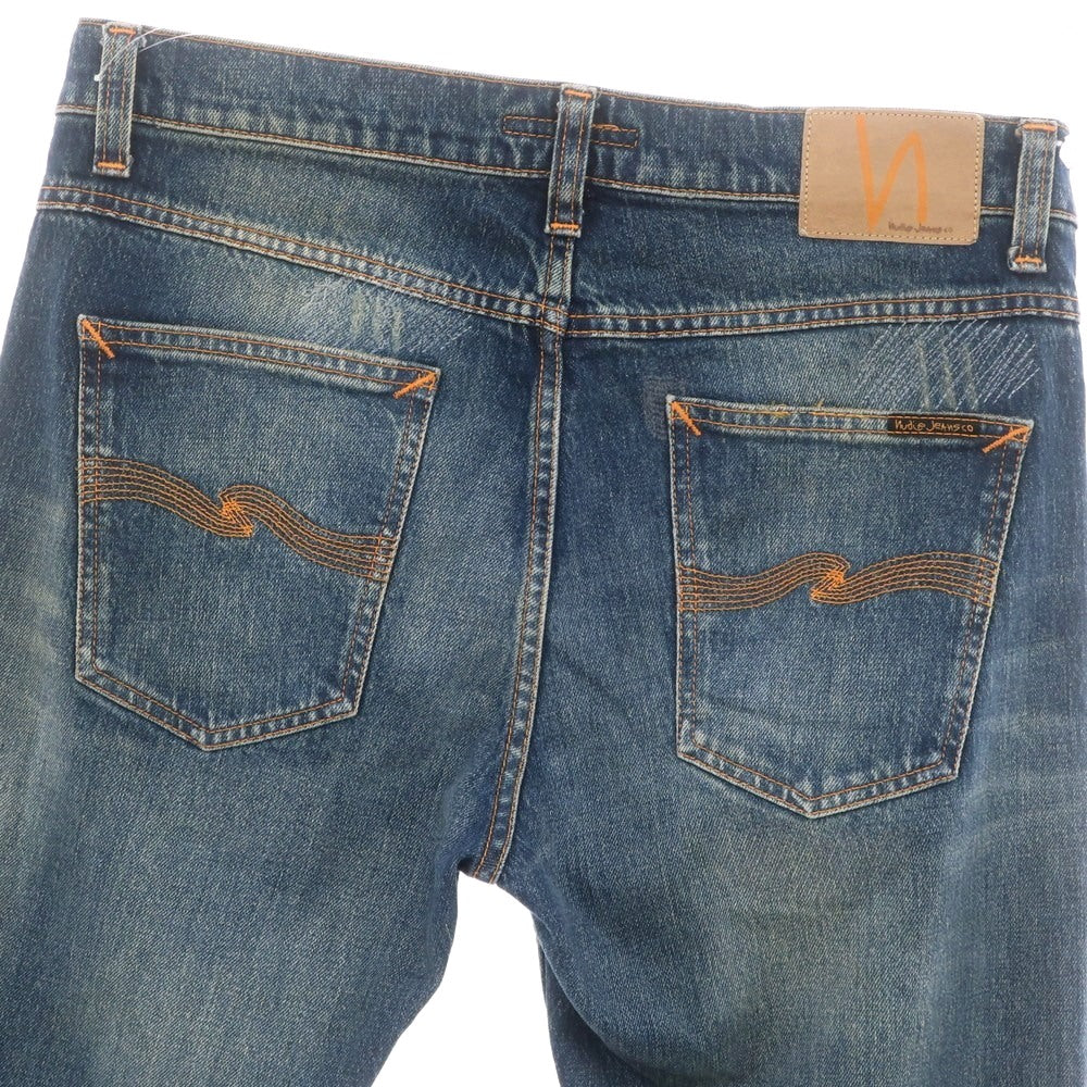 【中古】ヌーディージーンズ Nudie Jeans クラッシュ＆リペア加工 ストレッチ コットン ジーンズ デニムパンツ ネイビー【 32 】【 状態ランクB 】【 メンズ 】