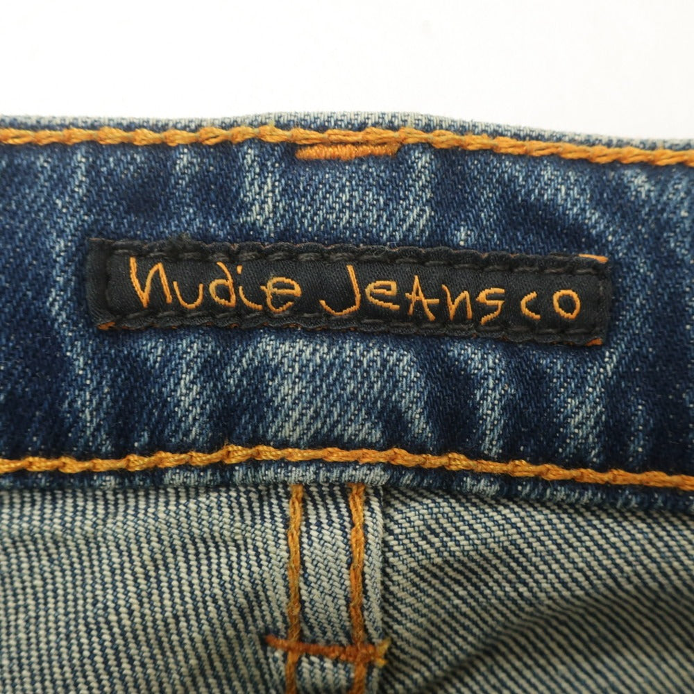 【中古】ヌーディージーンズ Nudie Jeans クラッシュ＆リペア加工 ストレッチ コットン ジーンズ デニムパンツ ネイビー【 32 】【 状態ランクB 】【 メンズ 】