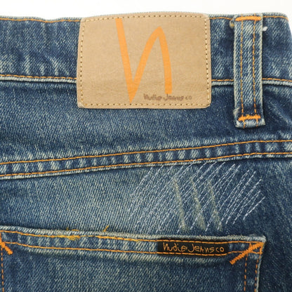 【中古】ヌーディージーンズ Nudie Jeans クラッシュ＆リペア加工 ストレッチ コットン ジーンズ デニムパンツ ネイビー【 32 】【 状態ランクB 】【 メンズ 】
