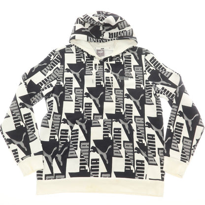 【中古】プーマ PUMA コットンポリエステル スウェット プルオーバー パーカー ホワイトxブラック【 M 】【 状態ランクC 】【 メンズ 】