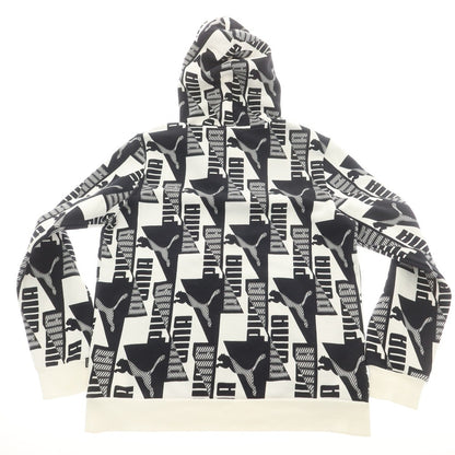 【中古】プーマ PUMA コットンポリエステル スウェット プルオーバー パーカー ホワイトxブラック【 M 】【 状態ランクC 】【 メンズ 】