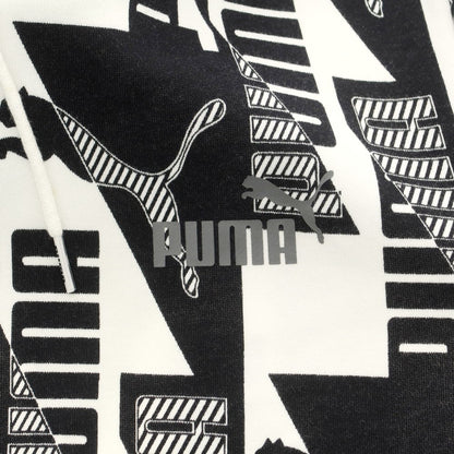 【中古】プーマ PUMA コットンポリエステル スウェット プルオーバー パーカー ホワイトxブラック【 M 】【 状態ランクC 】【 メンズ 】