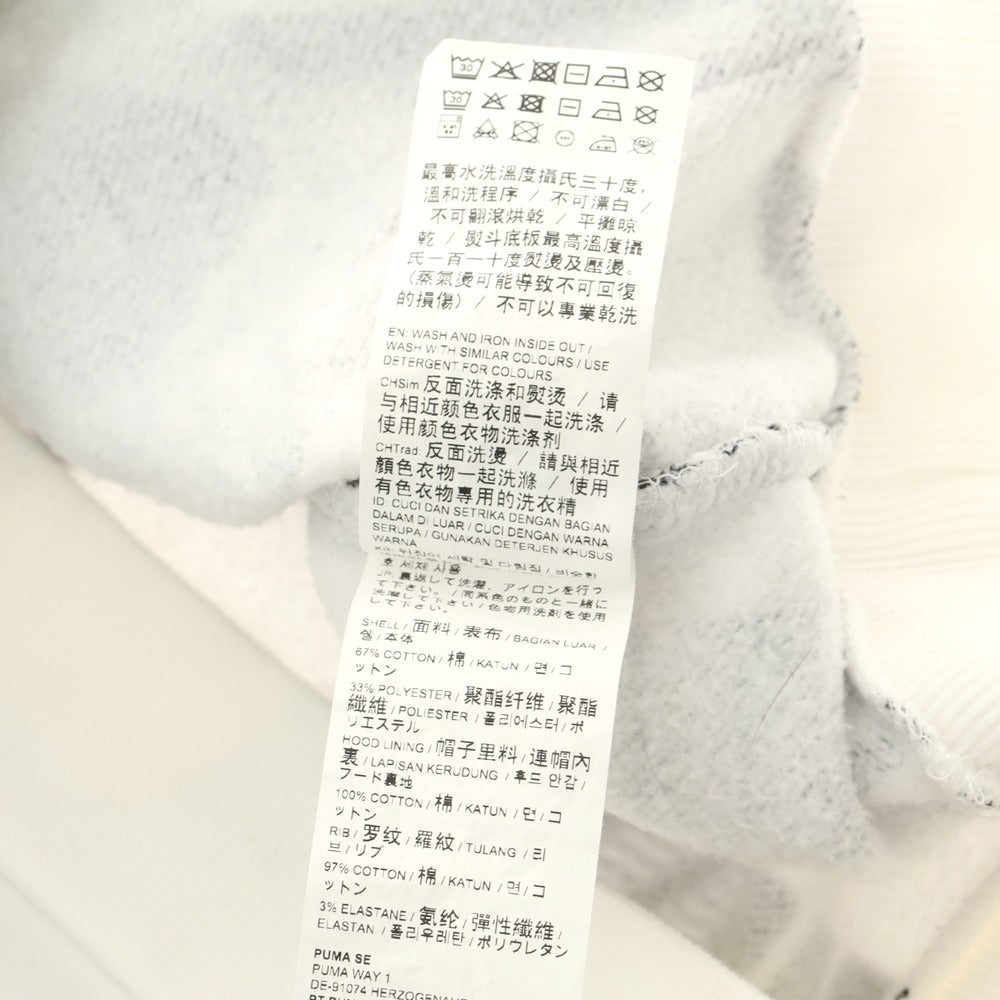 【中古】プーマ PUMA コットンポリエステル スウェット プルオーバー パーカー ホワイトxブラック【サイズM】【 状態ランクC 】【 メンズ 】 [DPD]