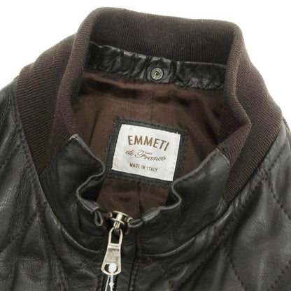 【中古】エンメティ EMMETI キルティング ファー レザーブルゾン ダークブラウン【 44 】【 状態ランクC 】【 メンズ 】