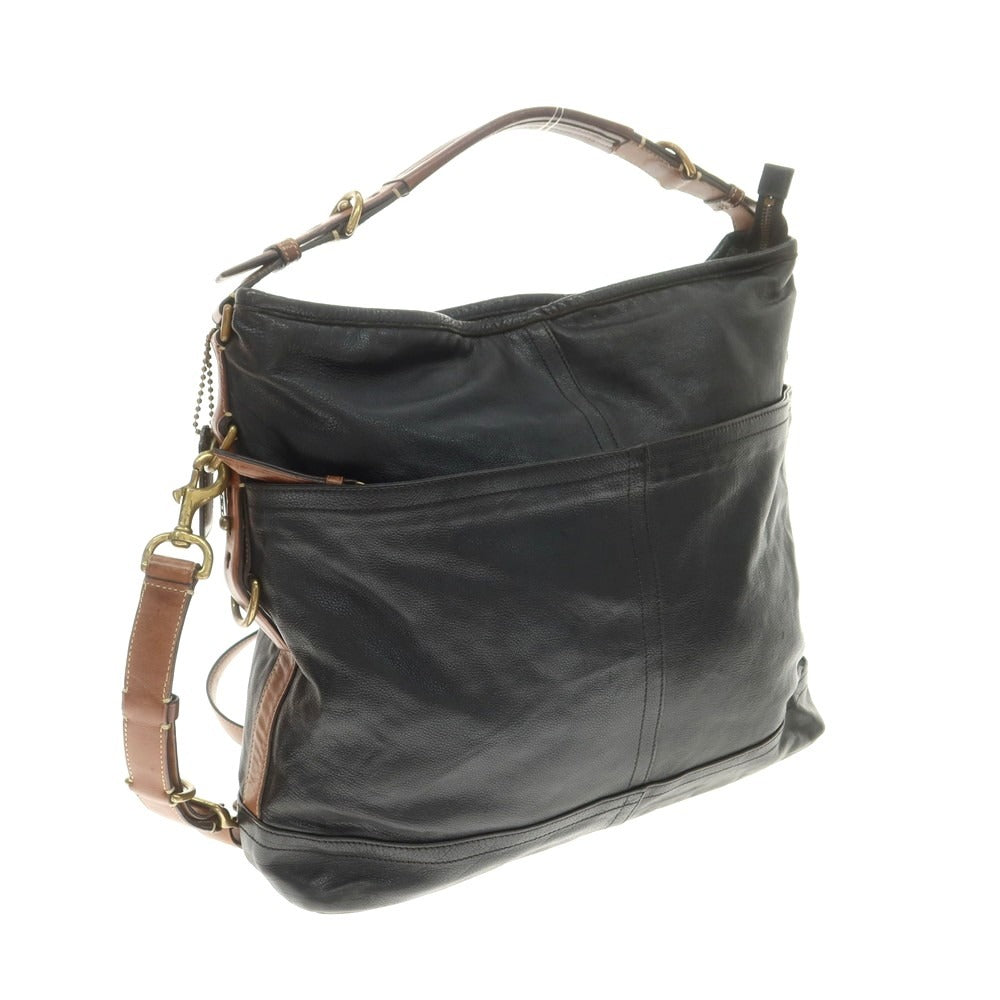[Used] Coach Leather Semi-Shoulder Bag Black x Brown [Condition Rank C] [Men&