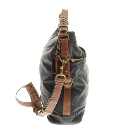 [Used] Coach Leather Semi-Shoulder Bag Black x Brown [Condition Rank C] [Men&