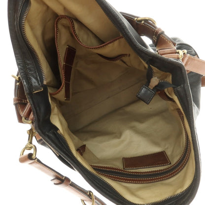 [Used] Coach Leather Semi-Shoulder Bag Black x Brown [Condition Rank C] [Men&