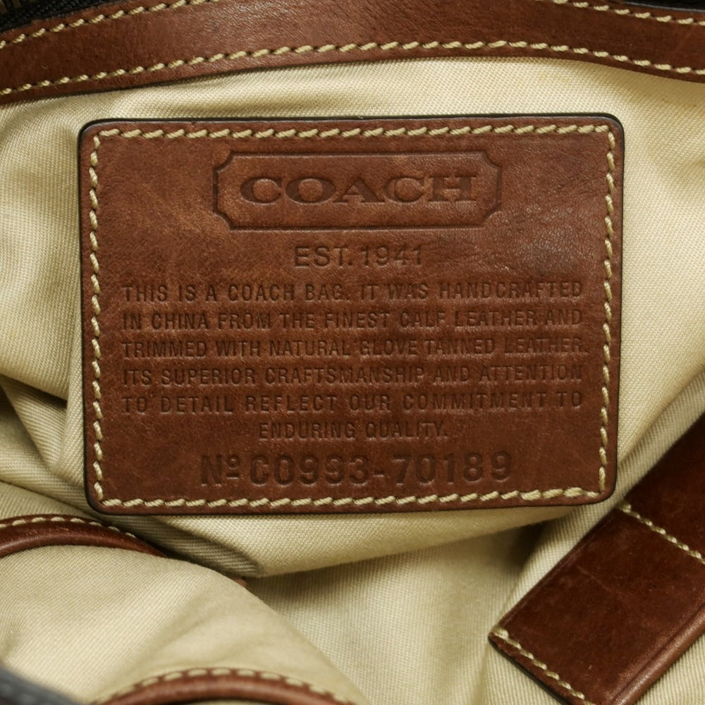 [Used] Coach Leather Semi-Shoulder Bag Black x Brown [Condition Rank C] [Men&