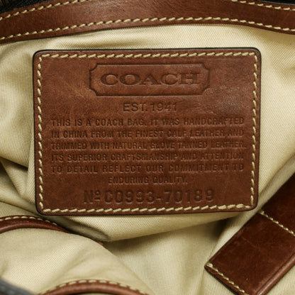 [Used] Coach Leather Semi-Shoulder Bag Black x Brown [Condition Rank C] [Men&
