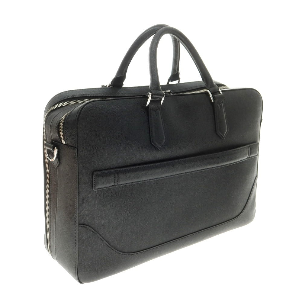 【中古】ペッレモルビダ PELLE MORBIDA 型押しレザー 2層 ブリーフケース ブラック【 状態ランクB 】【 メンズ 】