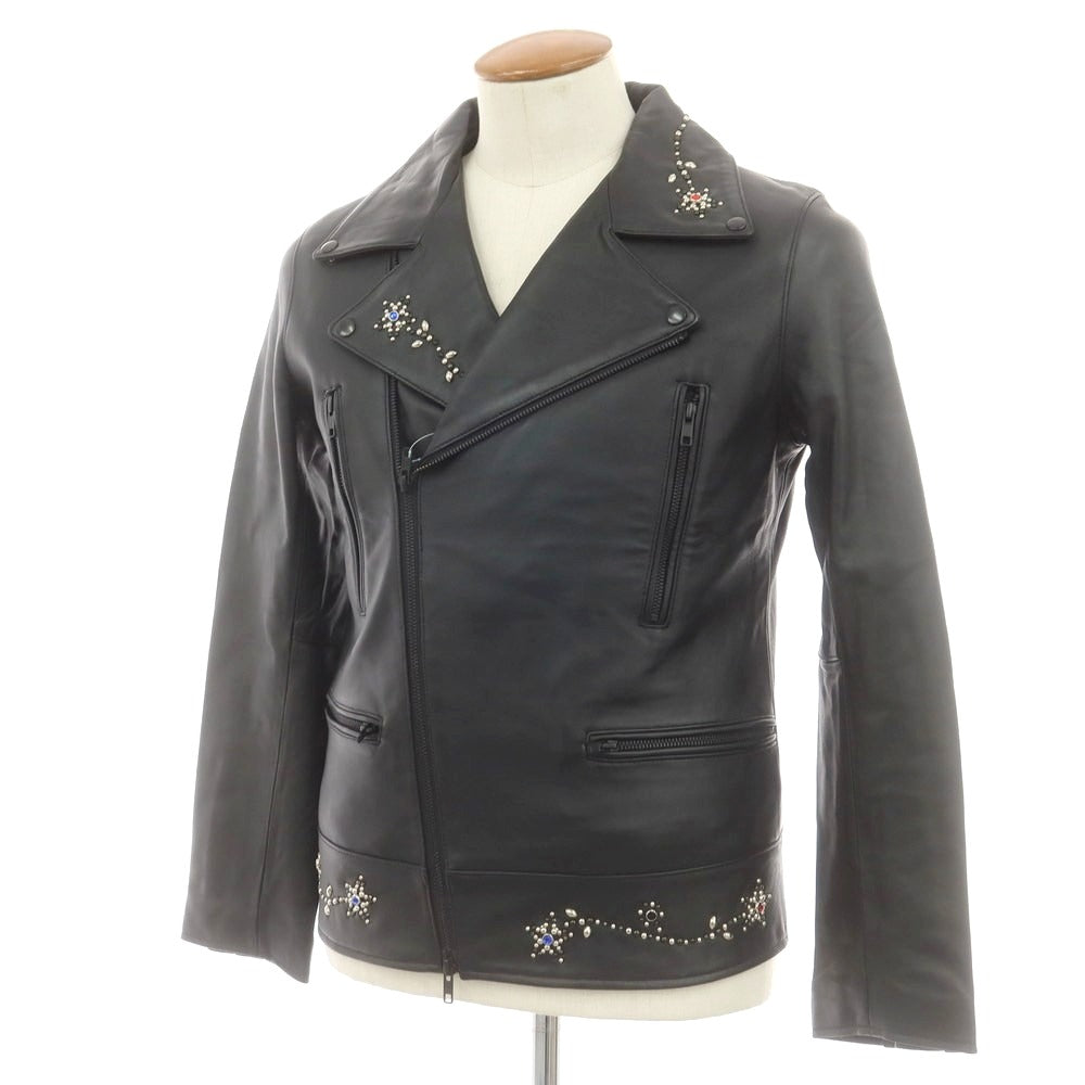 【中古】ナインエイト Nine Eight ラムレザー スタッズ ライダースジャケット ブラック【 Ｍ 】【 状態ランクB 】【 メンズ 】