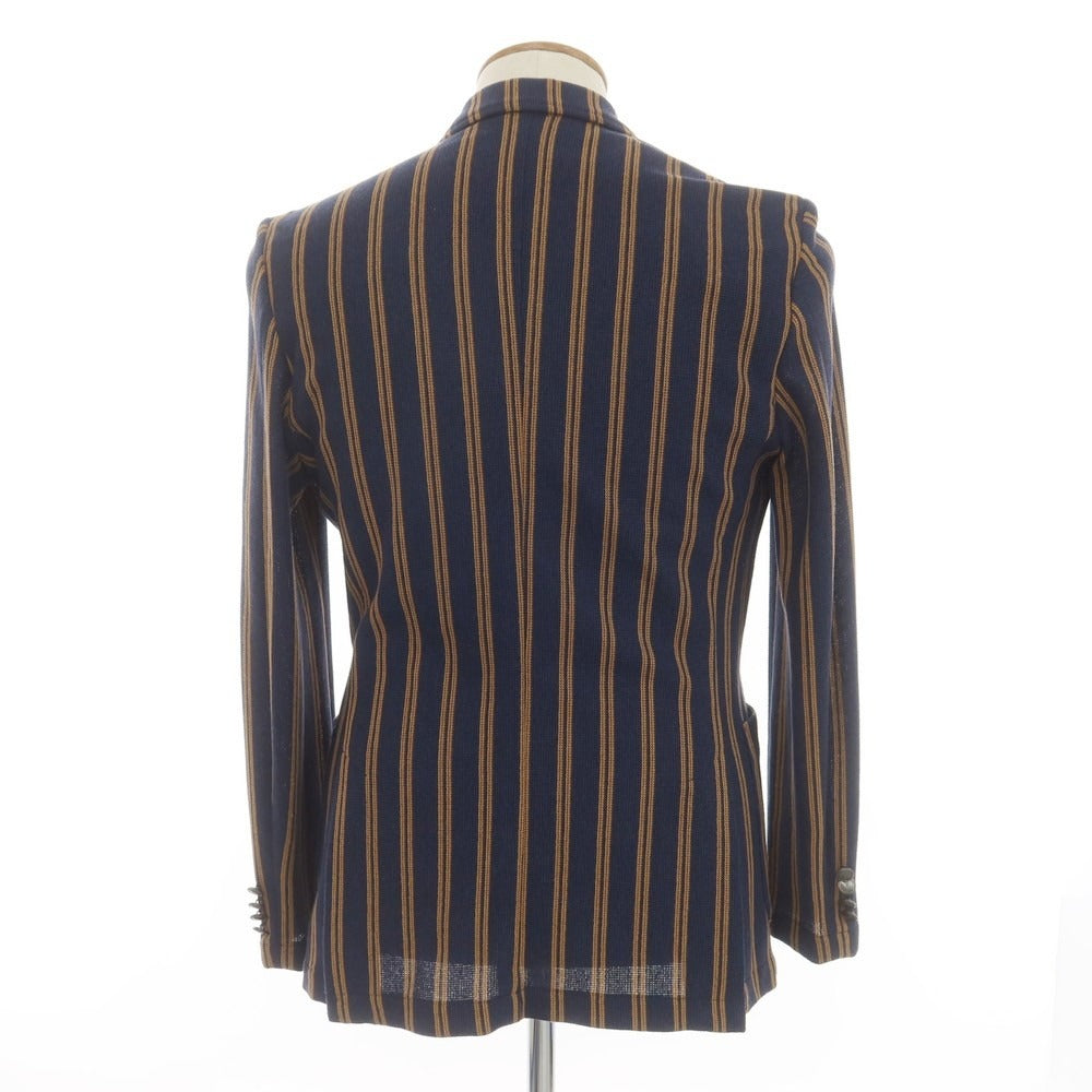 [Used] [Unused] G-Stage Polyester Cotton Stripe 6B Double Casual Jacket Navy x Light Brown [46] [Condition Rank S] [Men&