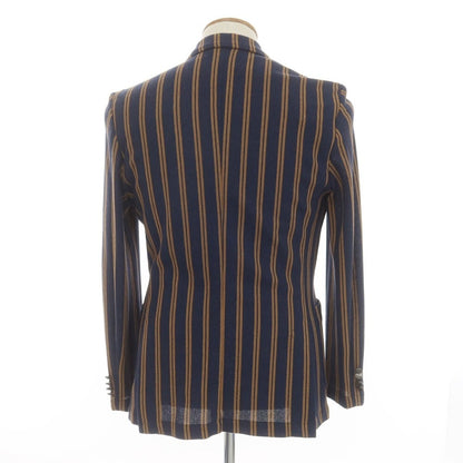 [Used] [Unused] G-Stage Polyester Cotton Stripe 6B Double Casual Jacket Navy x Light Brown [46] [Condition Rank S] [Men&