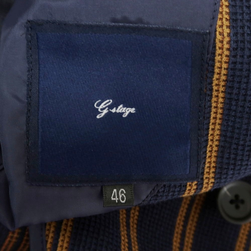 [Used] [Unused] G-Stage Polyester Cotton Stripe 6B Double Casual Jacket Navy x Light Brown [46] [Condition Rank S] [Men&