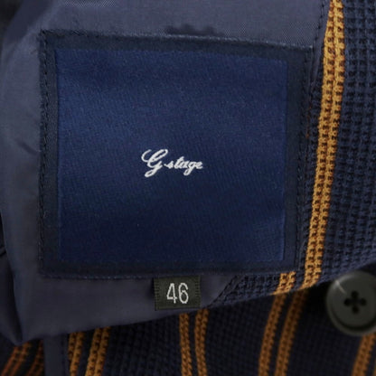 [Used] [Unused] G-Stage Polyester Cotton Stripe 6B Double Casual Jacket Navy x Light Brown [46] [Condition Rank S] [Men&