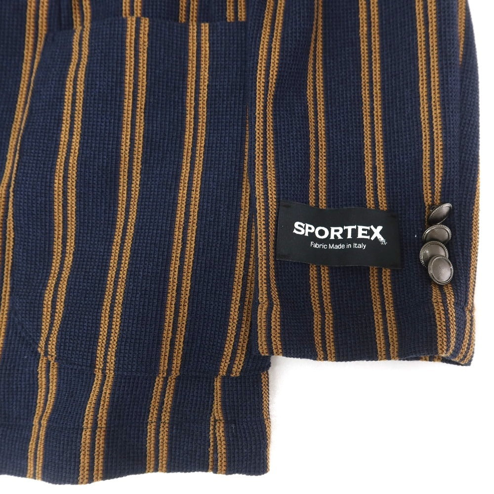 [Used] [Unused] G-Stage Polyester Cotton Stripe 6B Double Casual Jacket Navy x Light Brown [46] [Condition Rank S] [Men&