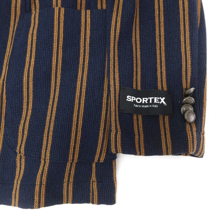 [Used] [Unused] G-Stage Polyester Cotton Stripe 6B Double Casual Jacket Navy x Light Brown [46] [Condition Rank S] [Men&
