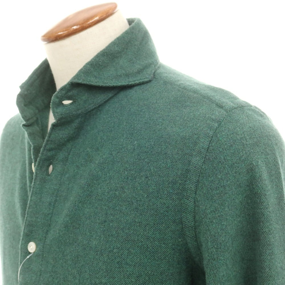【中古】フィナモレ Finamore コットン ホリゾンタルカラー カジュアルシャツ グリーン【 40 】【 状態ランクB 】【 メンズ 】