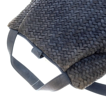 [Used] TIBERIO FERRETTI Zainetto Intrecciato Leather Backpack, Navy [Condition Rank D] [Men&