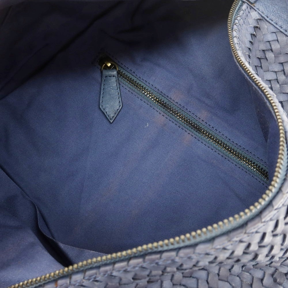 [Used] TIBERIO FERRETTI Zainetto Intrecciato Leather Backpack, Navy [Condition Rank D] [Men&