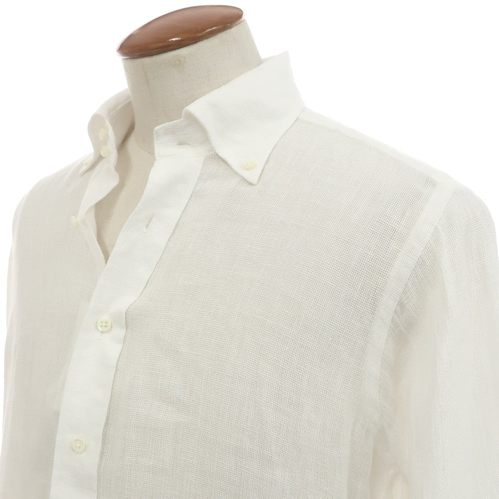 [Used] SKYRTA Linen 3/4 Sleeve Button Down Casual Shirt White [39] [Condition Rank B] [Men&