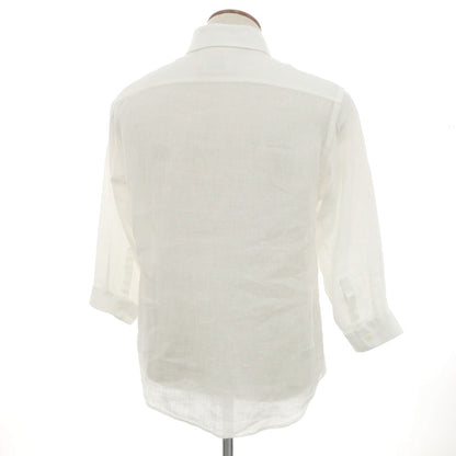 [Used] SKYRTA Linen 3/4 Sleeve Button Down Casual Shirt White [39] [Condition Rank B] [Men&