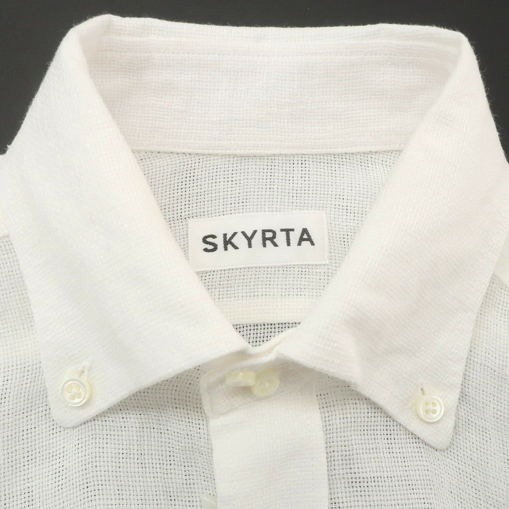 [Used] SKYRTA Linen 3/4 Sleeve Button Down Casual Shirt White [39] [Condition Rank B] [Men&