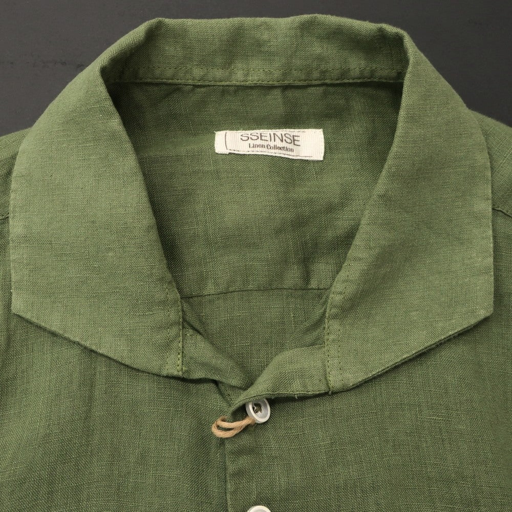 [New] SSEINSE Linen Pullover Short Sleeve Shirt Olive [S] [Condition Rank N] [Men&