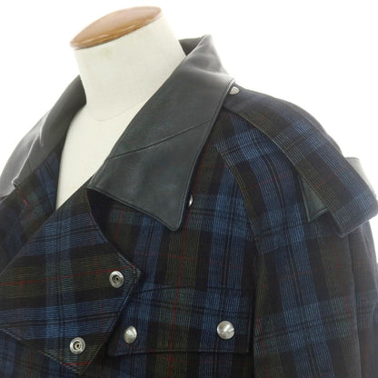 【中古】コマウェア cmmawear コーデュロイ チェック 中綿入り 変形 トレンチコート ブルーxオリーブ【 M 】【 状態ランクB 】【 メンズ 】