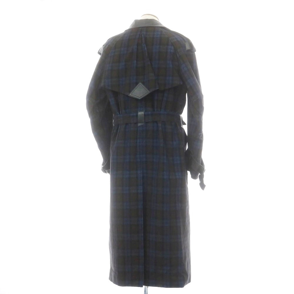 【中古】コマウェア cmmawear コーデュロイ チェック 中綿入り 変形 トレンチコート ブルーxオリーブ【 M 】【 状態ランクB 】【 メンズ 】